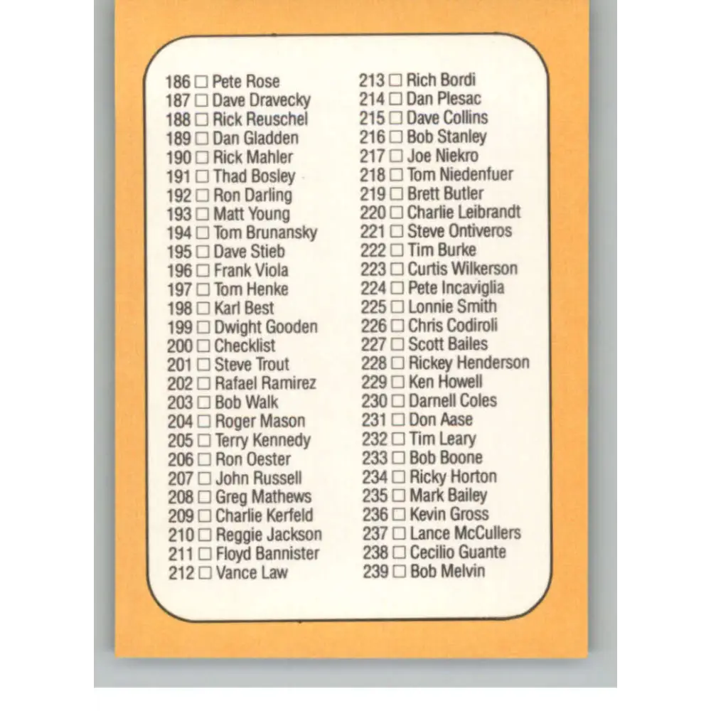 1987 Donruss #200 Checklist 134-239 EX Excellent Baseball Card Image 2