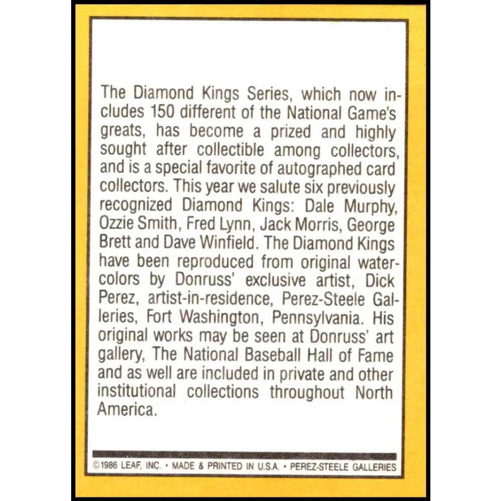 1987 Donruss #27 Diamond Kings Checklist 1-26 EX Excellent Baseball Card Image 2