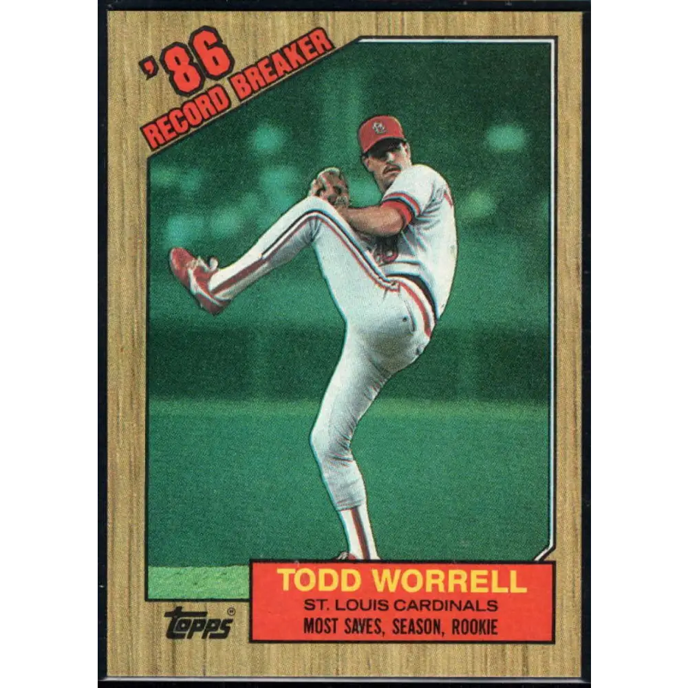 1987 Topps #7 Todd Worrell EX Excellent St. Louis Cardinals Baseball Card Image 1