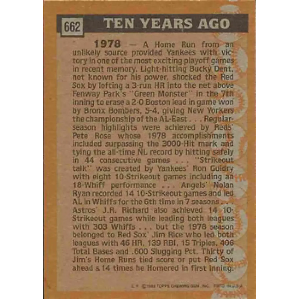 1988 Topps #662 Jim Rice NM-MT Boston Red Sox Baseball Card Image 2