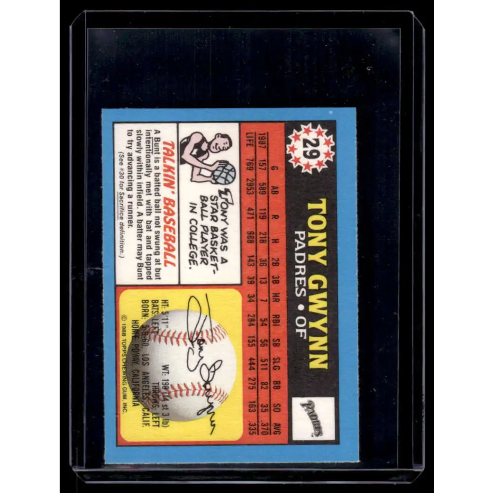 1988 Topps UK Minis #29 Tony Gwynn San Diego Padres NM-MT Image 2
