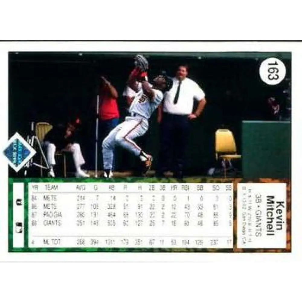 1989 Upper Deck #163 Kevin Mitchell UER NM-MT San Francisco Giants Baseball Card Image 2