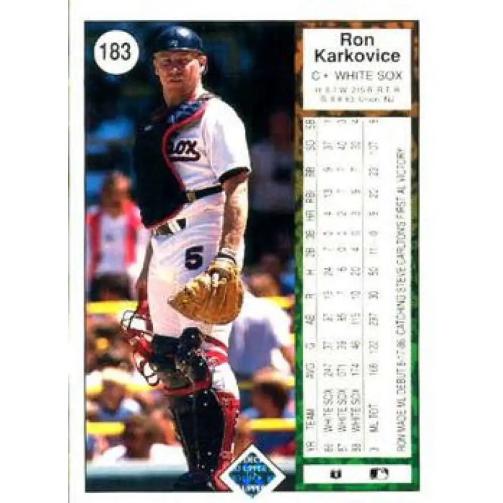 1989 Upper Deck #183 Ron Karkovice NM-MT Chicago White Sox Baseball Card Image 2