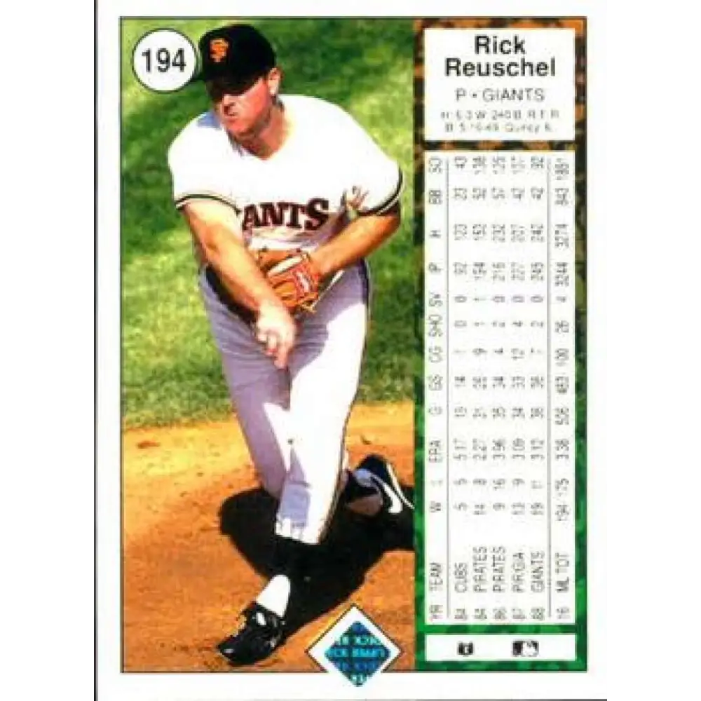 1989 Upper Deck #194 Rick Reuschel NM-MT San Francisco Giants Baseball Card Image 2