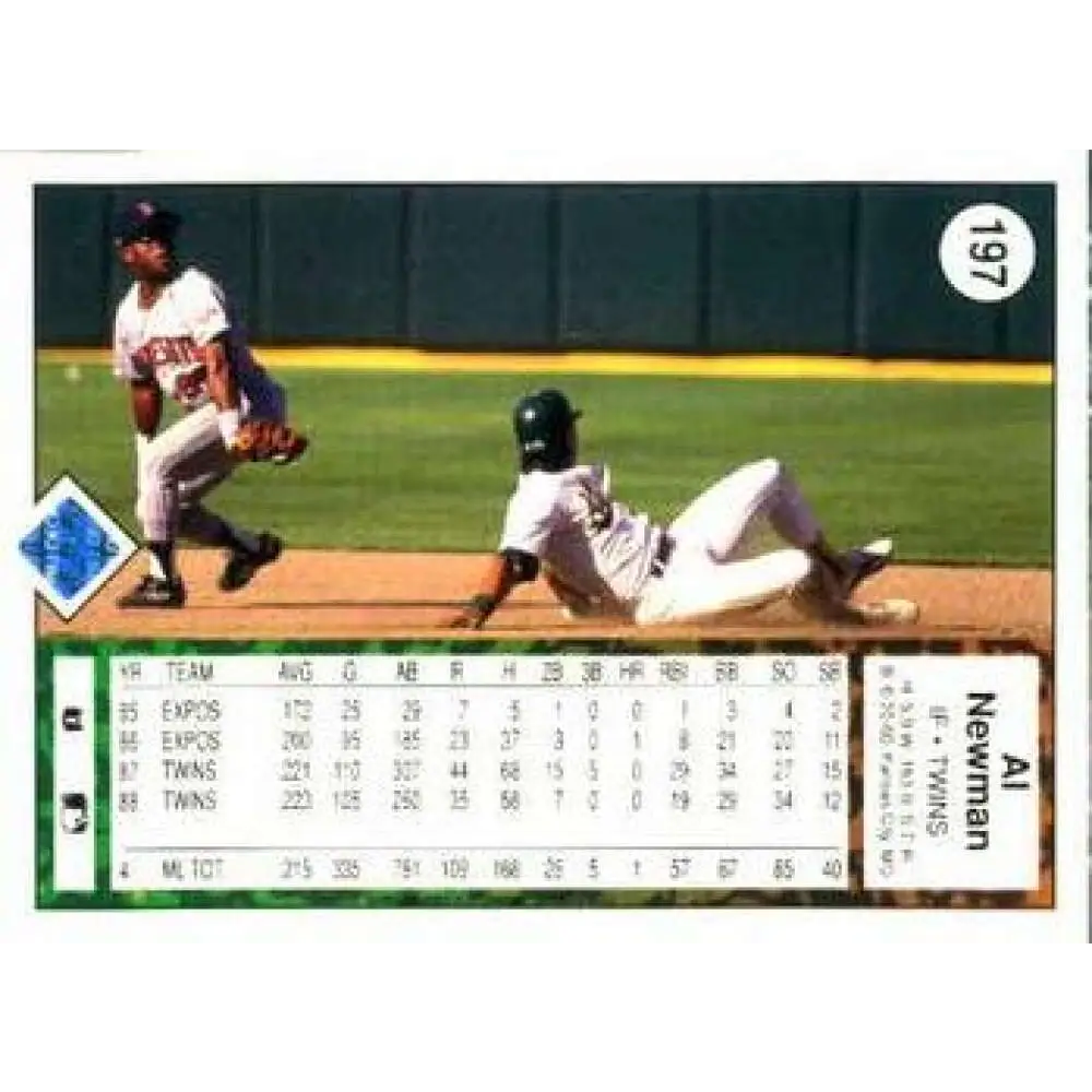 1989 Upper Deck #197 Al Newman NM-MT Minnesota Twins Baseball Card Image 2