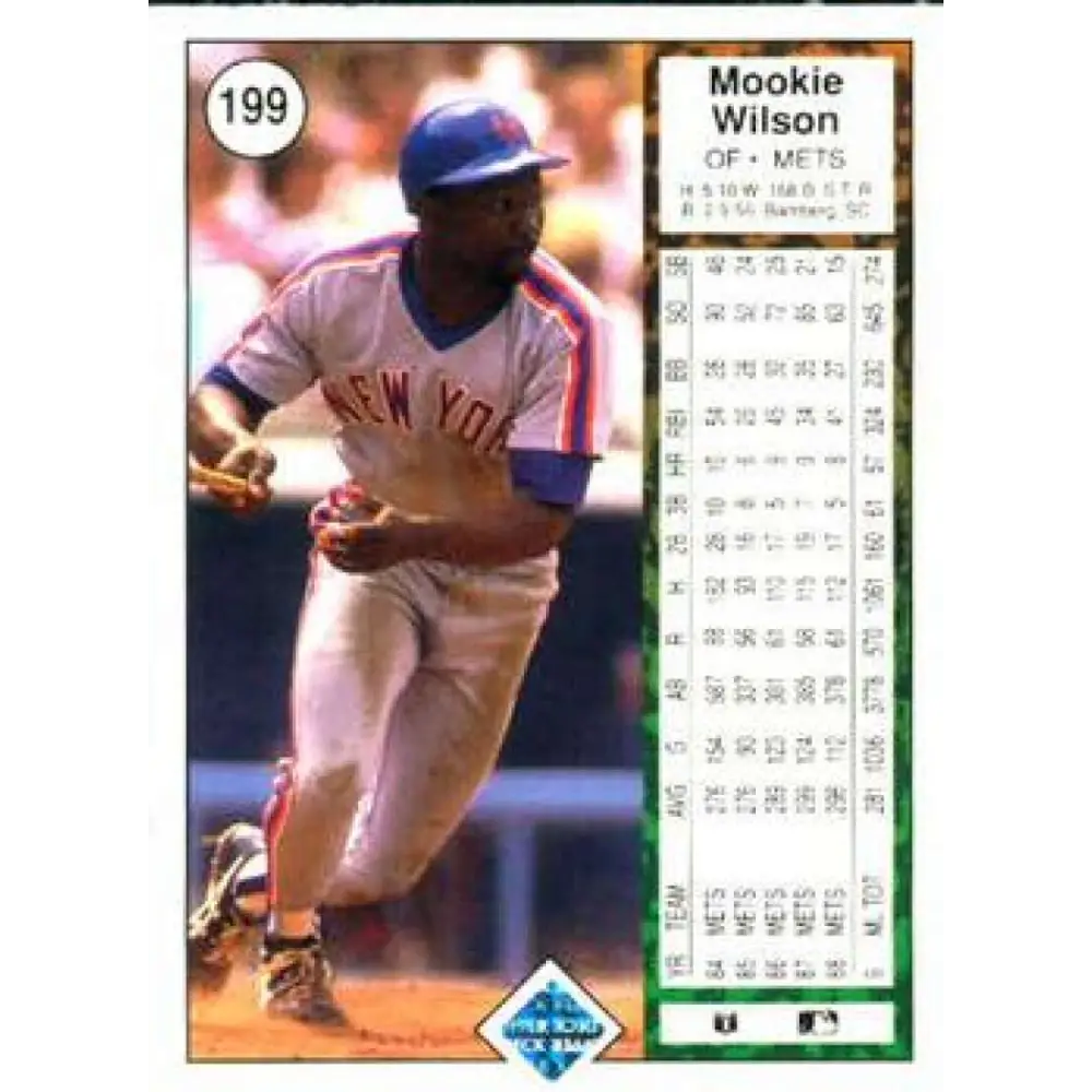 1989 Upper Deck #199 Mookie Wilson NM-MT New York Mets Baseball Card Image 2
