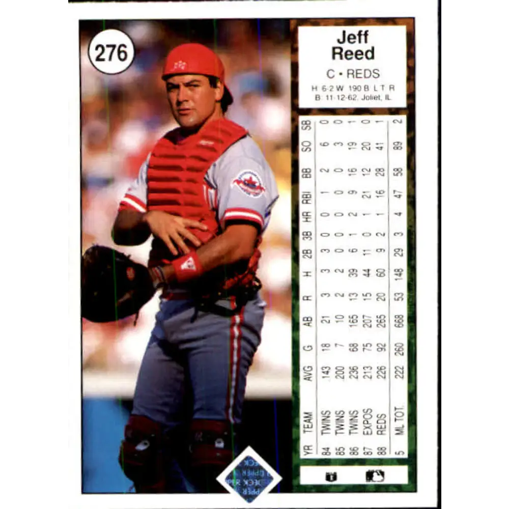 1989 Upper Deck #276 Jeff Reed NM-MT Cincinnati Reds Baseball Card Image 2