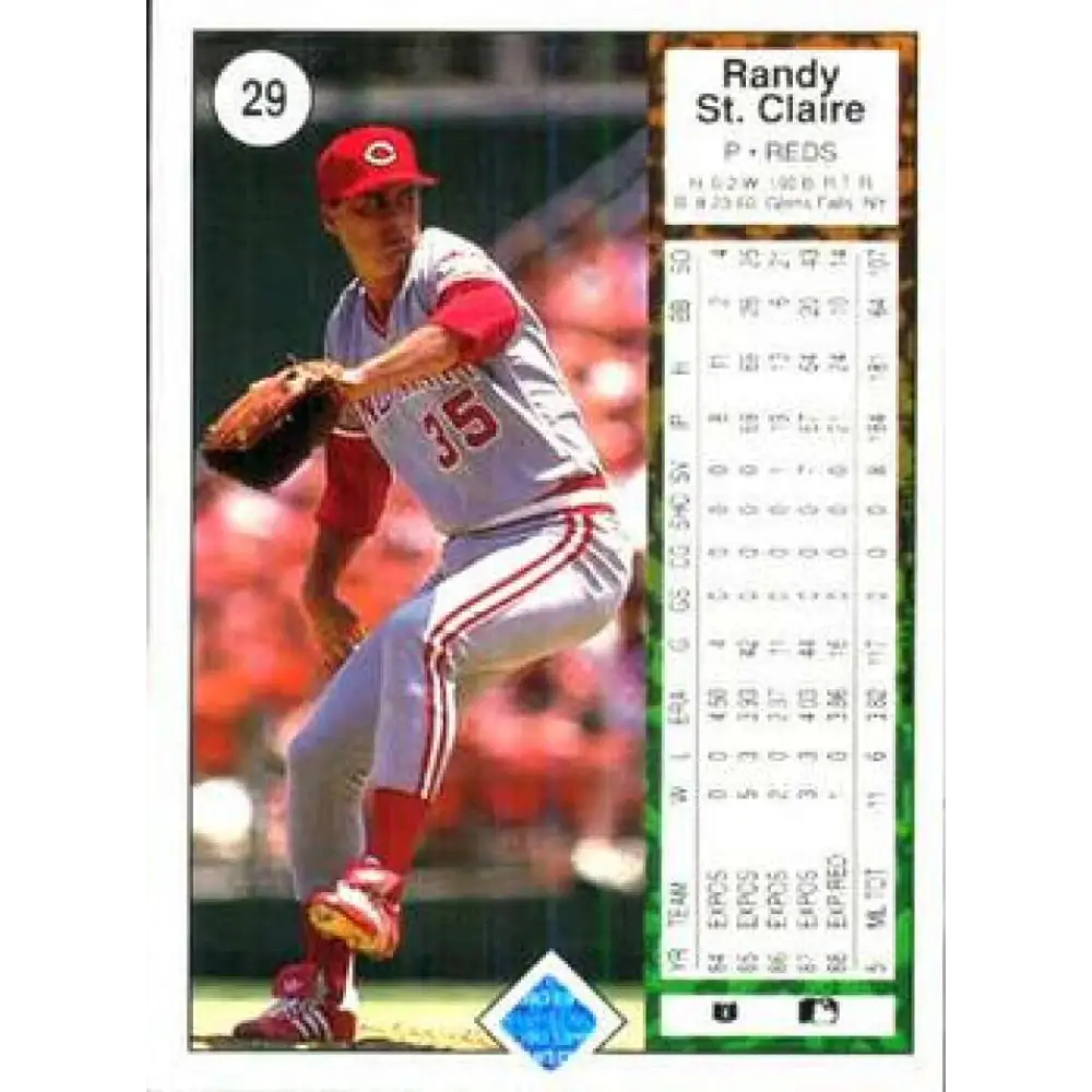 1989 Upper Deck #29 Randy St. Claire NM-MT Cincinnati Reds Baseball Card Image 2