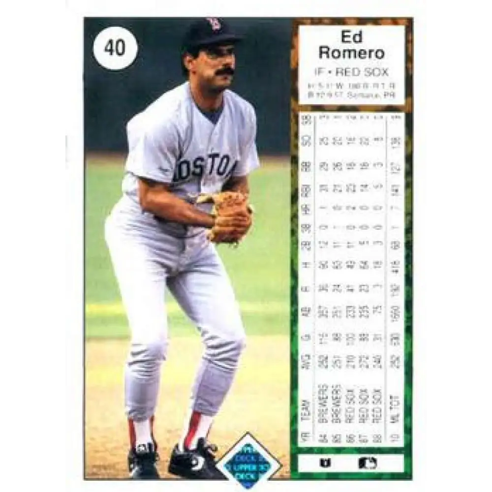 1989 Upper Deck #40 Ed Romero NM-MT Boston Red Sox Baseball Card Image 2