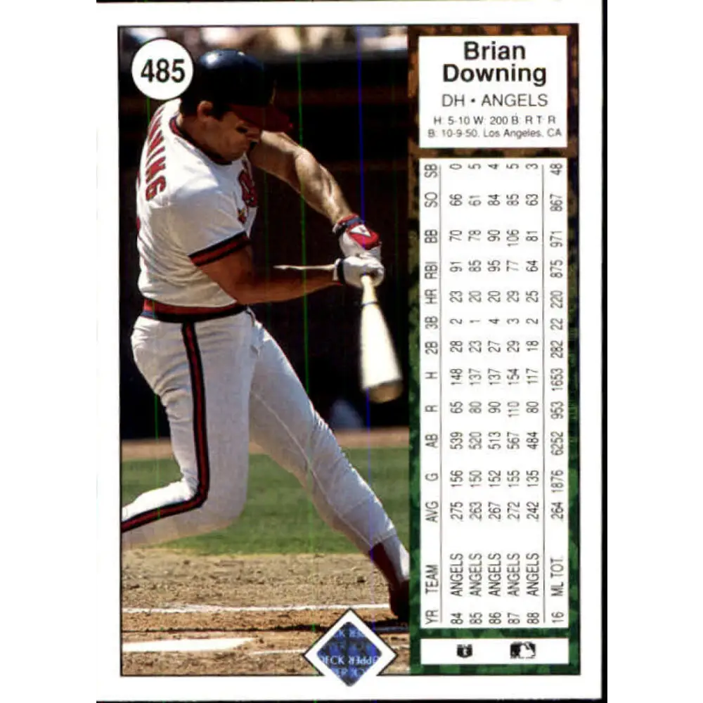 1989 Upper Deck #485 Brian Downing NM-MT California Angels Baseball Card Image 2