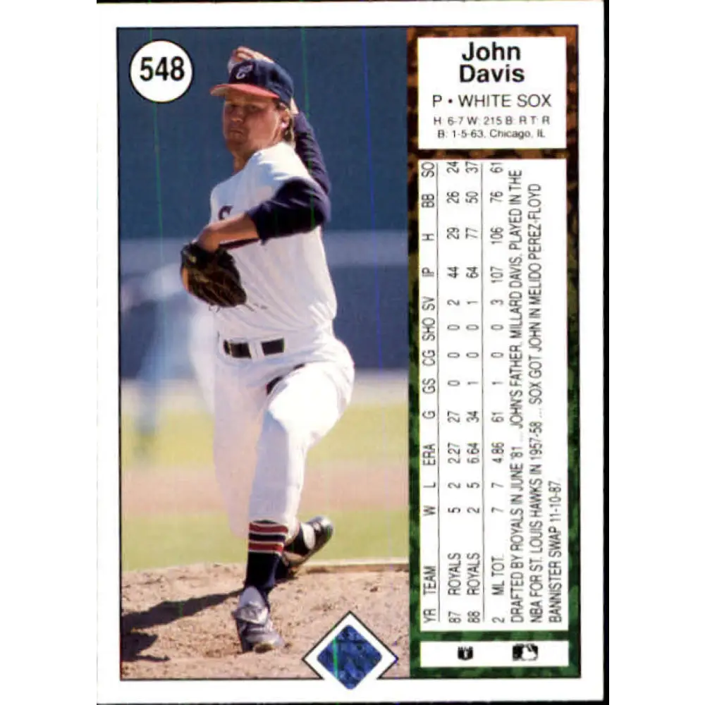 1989 Upper Deck #548 John Davis NM-MT Chicago White Sox Baseball Card Image 2