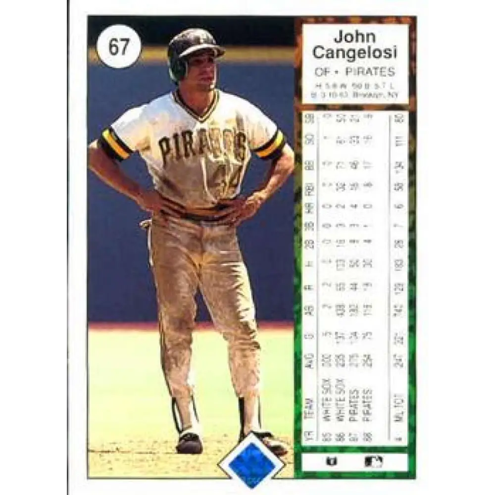 1989 Upper Deck #67 John Cangelosi NM-MT Pittsburgh Pirates Baseball Card Image 2