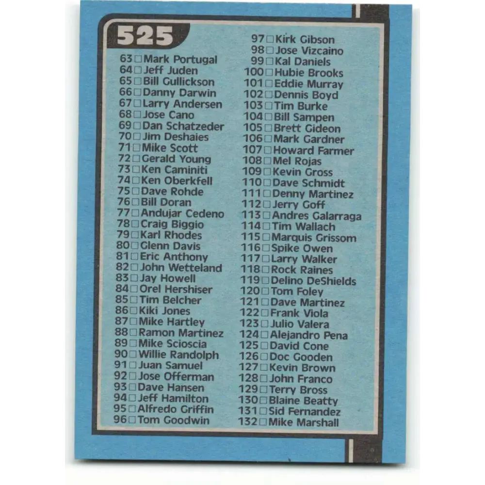 1990 Bowman #525 Checklist 1-132 NM-MT Checklist Baseball Card Image 2