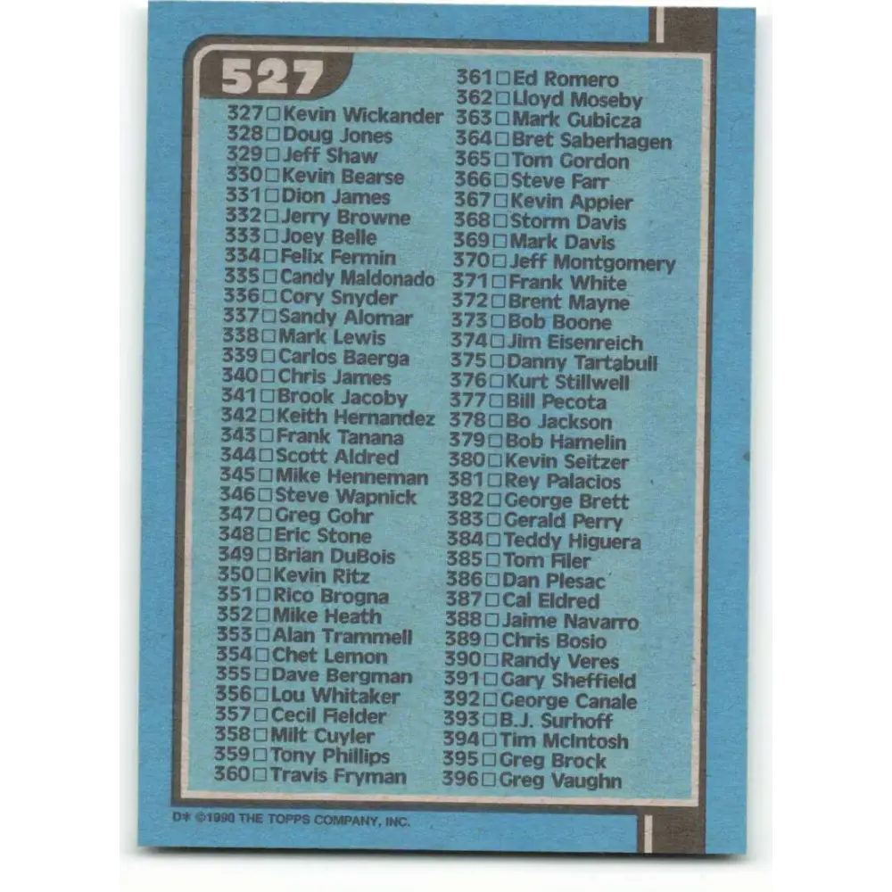 1990 Bowman #527 Checklist 265-396 NM-MT Checklist Baseball Card Image 2