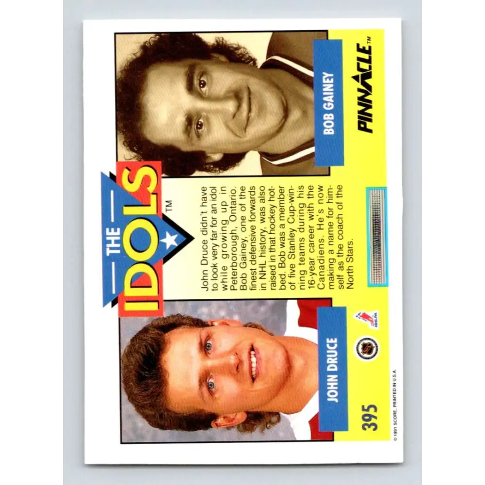 1991-92 Pinnacle #395 John Druce/Bob Gainey NM-MT Washington Capitals Hockey Card Image 2