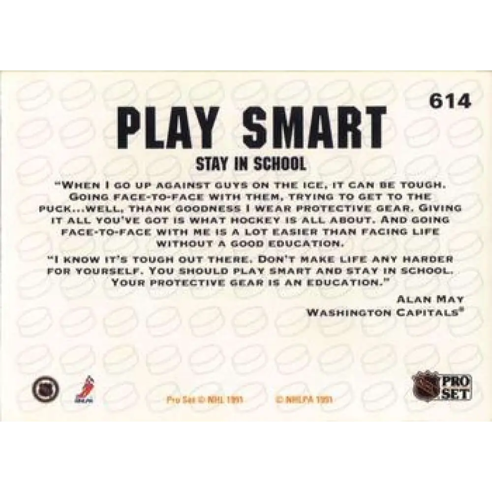 1991-92 Pro Set #614 Alan May NM-MT Washington Capitals Hockey Card Image 2