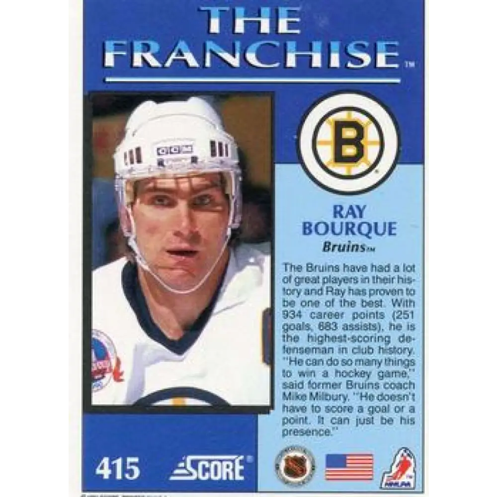 1991-92 Score American #415 Ray Bourque NM-MT Boston Bruins Hockey Card Image 2