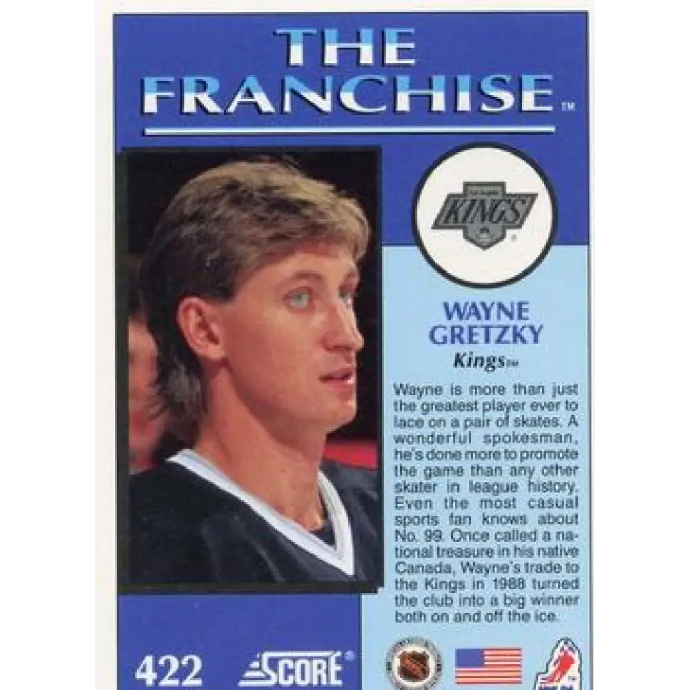 1991-92 Score American #422 Wayne Gretzky NM-MT Los Angeles Kings Hockey Card Image 2