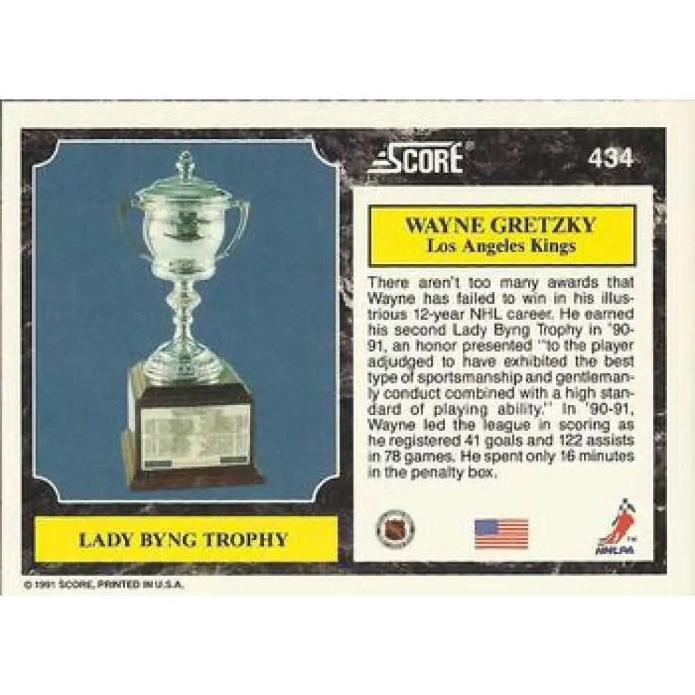 1991-92 Score American #434 Wayne Gretzky NM-MT Los Angeles Kings Hockey Card Image 2