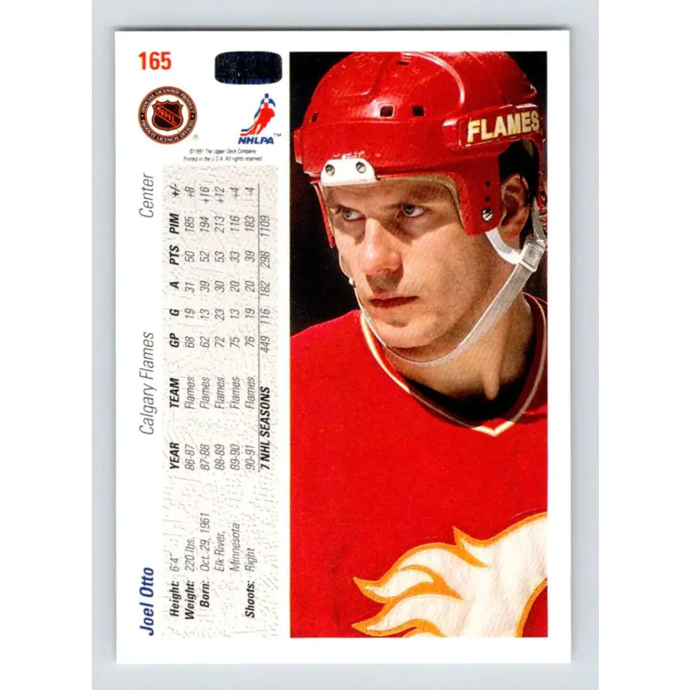 1991-92 Upper Deck #165 Joel Otto NM-MT Calgary Flames Hockey Card Image 2