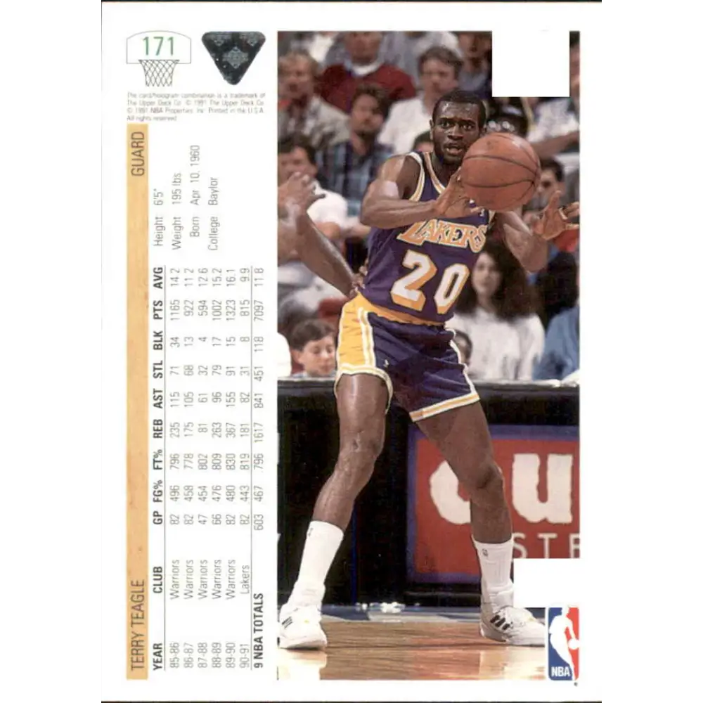 1991-92 Upper Deck #171 Terry Teagle NM-MT Los Angeles Lakers Basketball Card Image 2