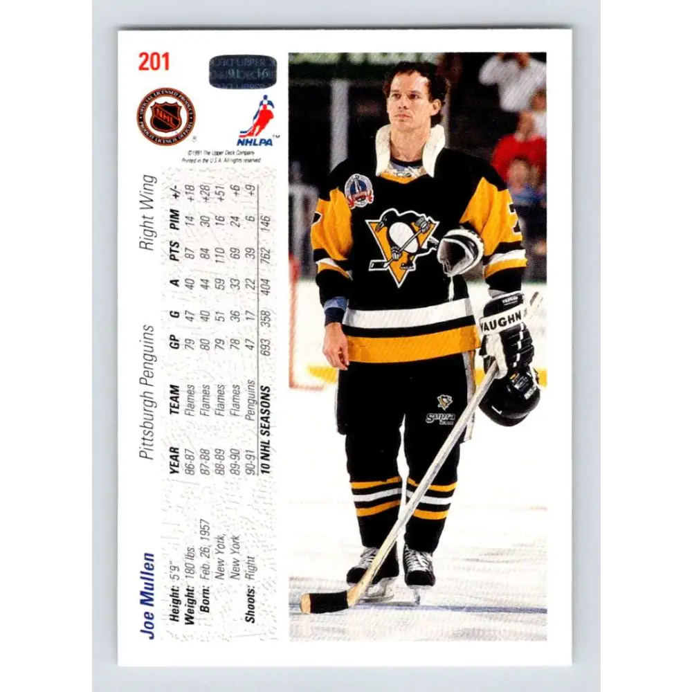 1991-92 Upper Deck #201 Joe Mullen NM-MT Hockey Card Image 2
