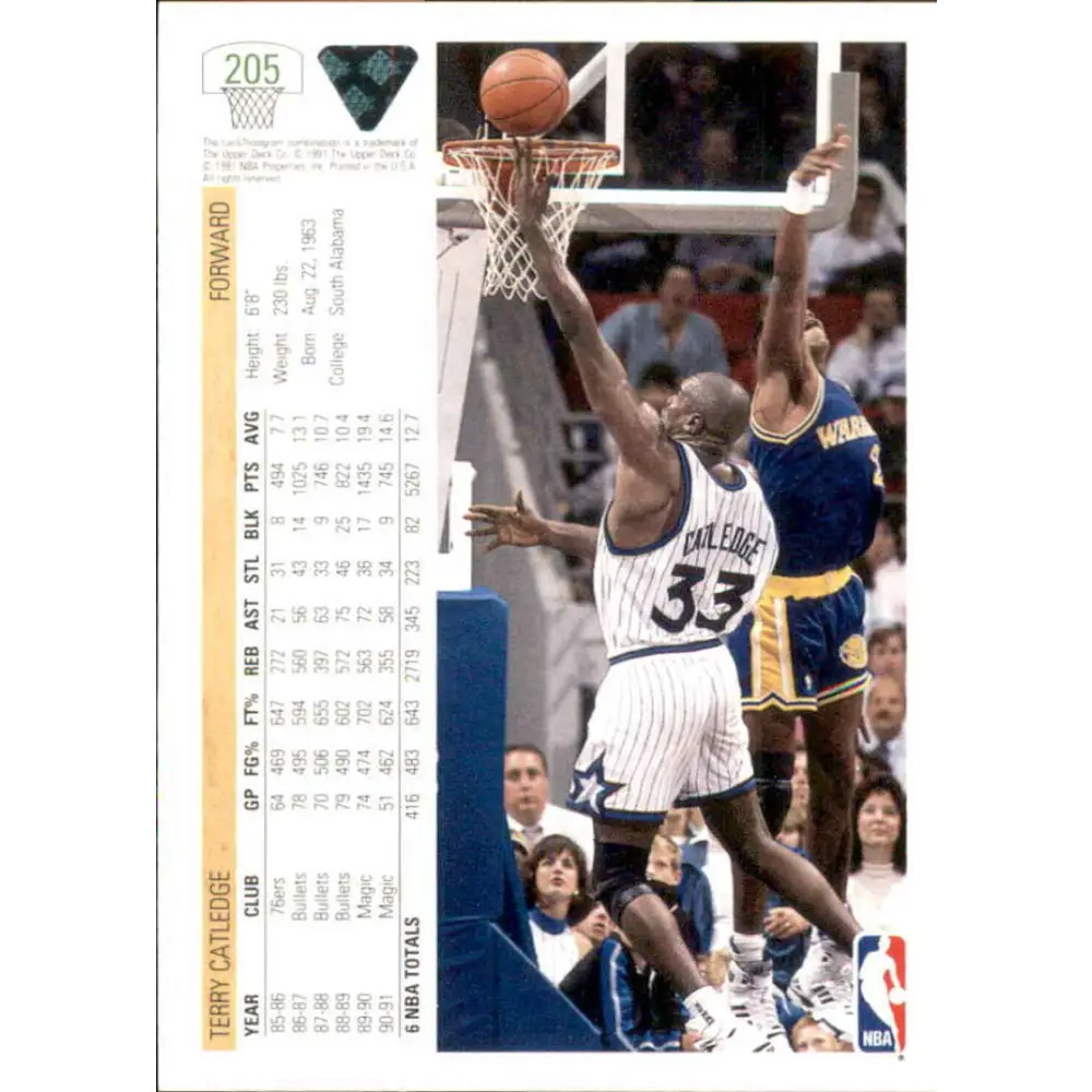 1991-92 Upper Deck #205 Terry Catledge NM-MT Orlando Magic Basketball Card Image 2