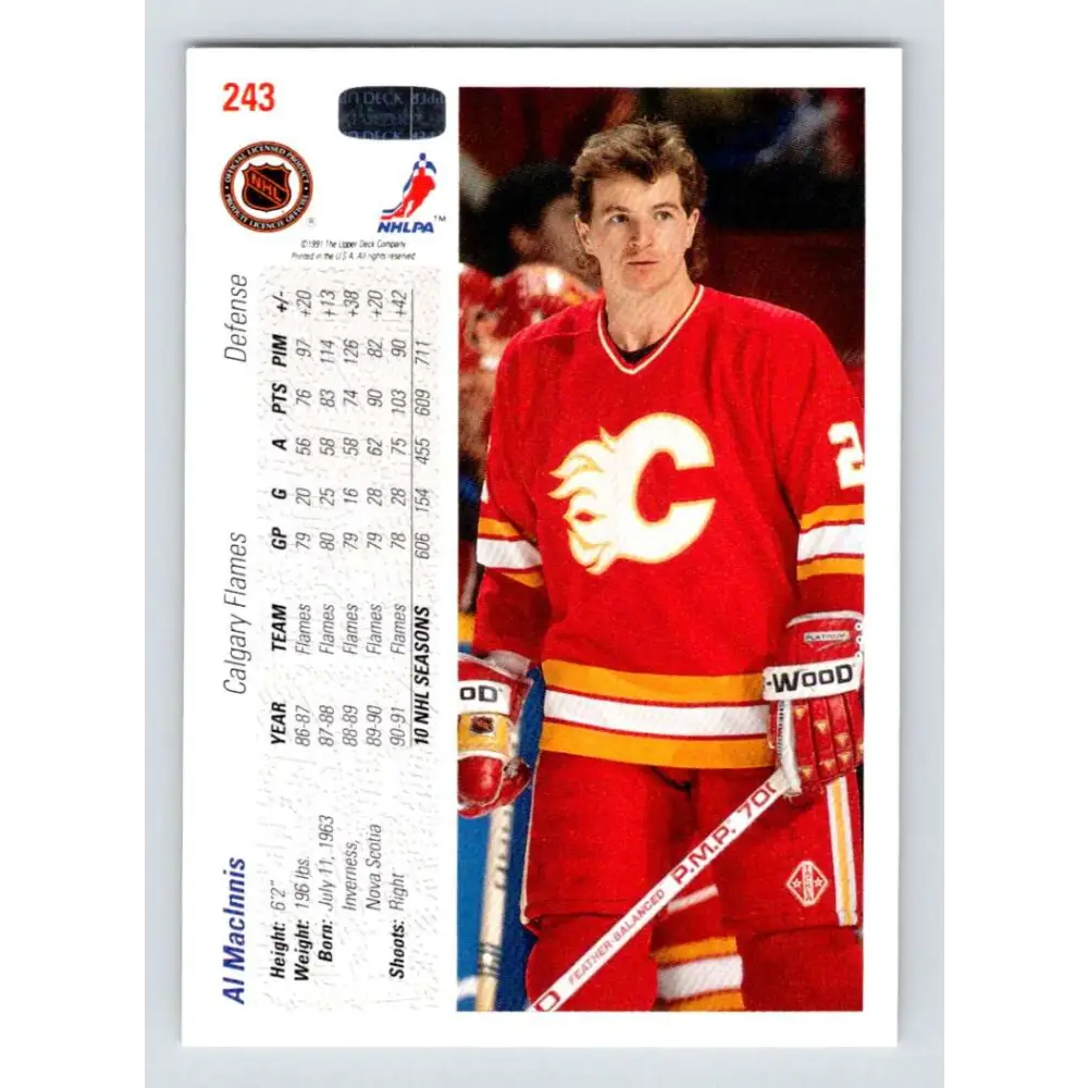 1991-92 Upper Deck #243 Al MacInnis NM-MT Calgary Flames Hockey Card Image 2