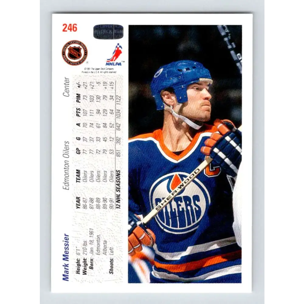 1991-92 Upper Deck #246 Mark Messier NM-MT Hockey Card Image 2