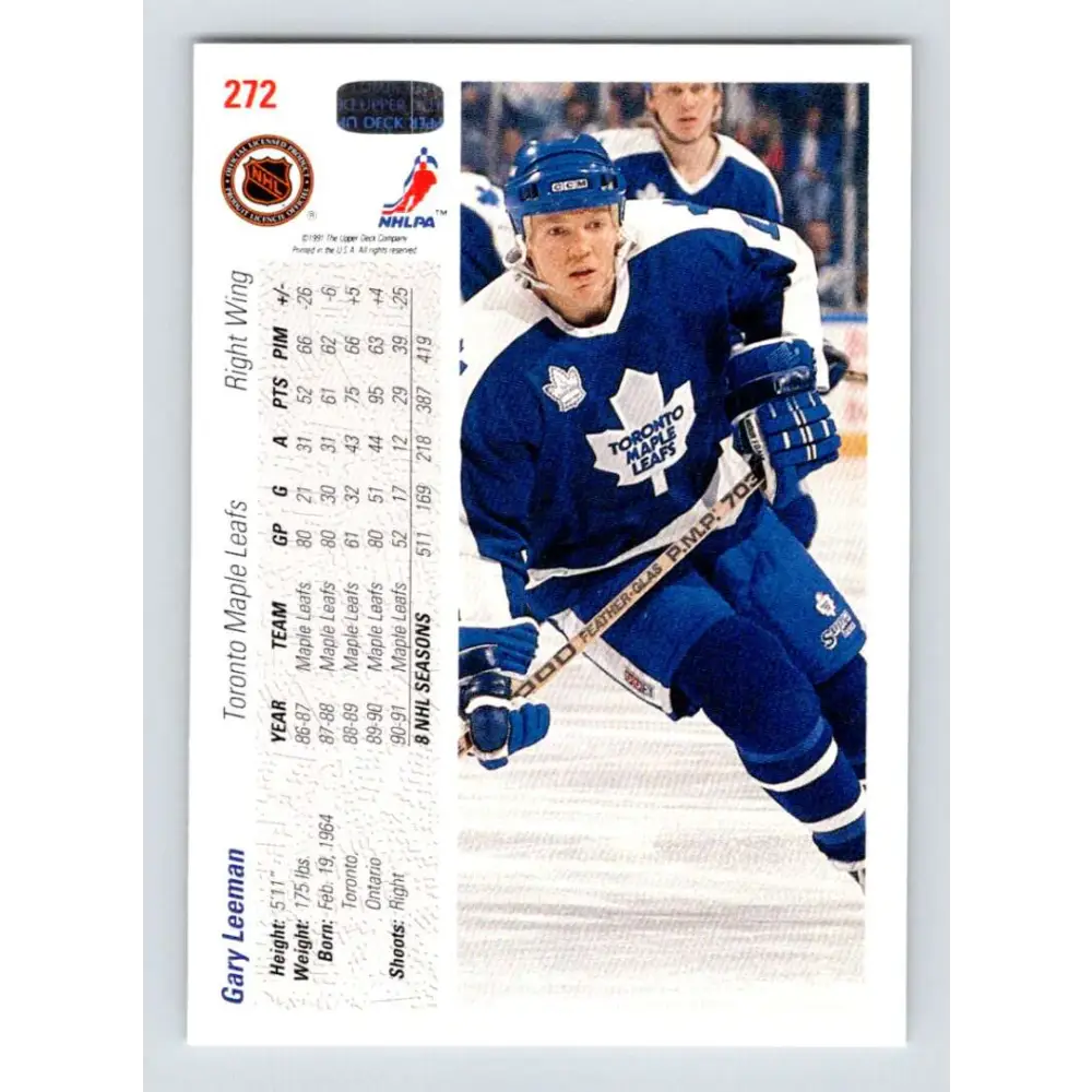 1991-92 Upper Deck #272 Gary Leeman NM-MT Hockey Card Image 2