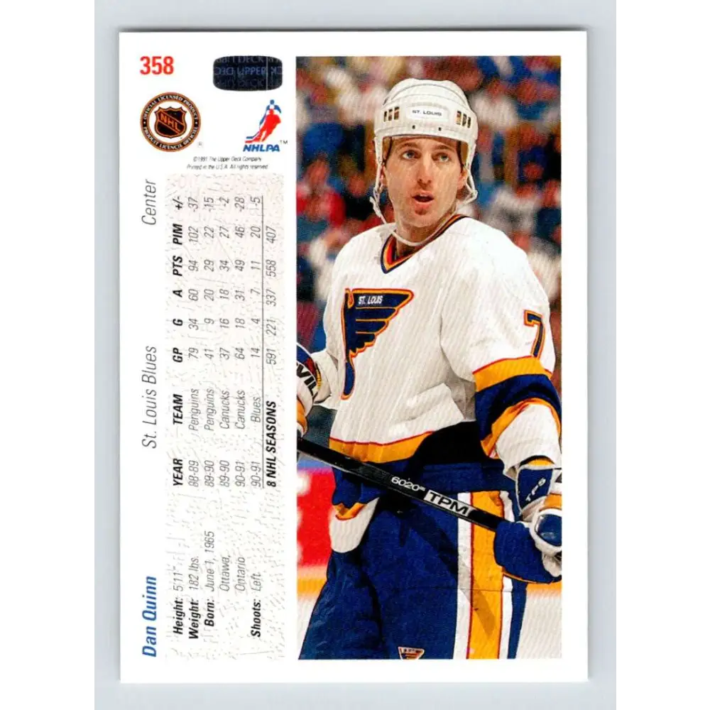 1991-92 Upper Deck #358 Dan Quinn NM-MT Hockey Card Image 2