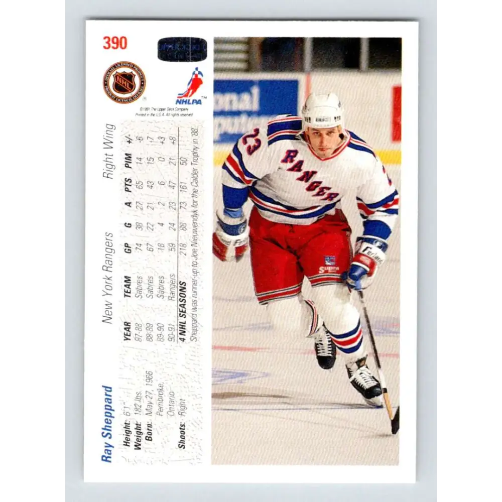 1991-92 Upper Deck #390 Ray Sheppard NM-MT Hockey Card Image 2