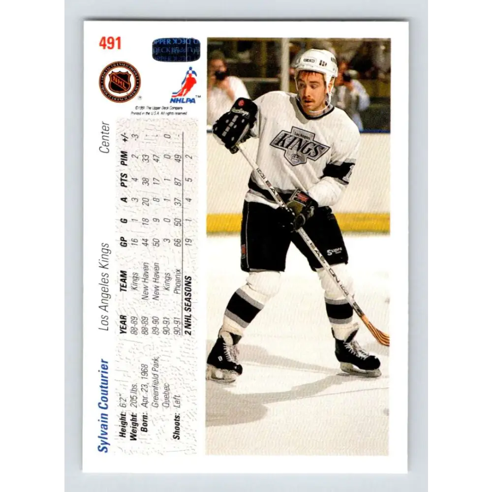 1991-92 Upper Deck #491 Sylvain Couturier NM-MT Hockey Card Image 2