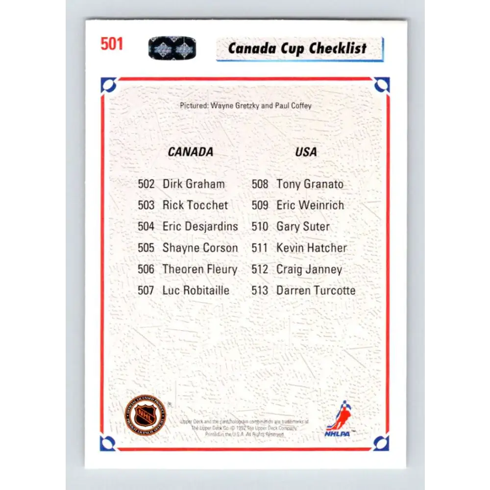 1991-92 Upper Deck #501 Paul Coffey/Wayne Gretzky NM-MT Los Angeles Kings Hockey Card Image 2