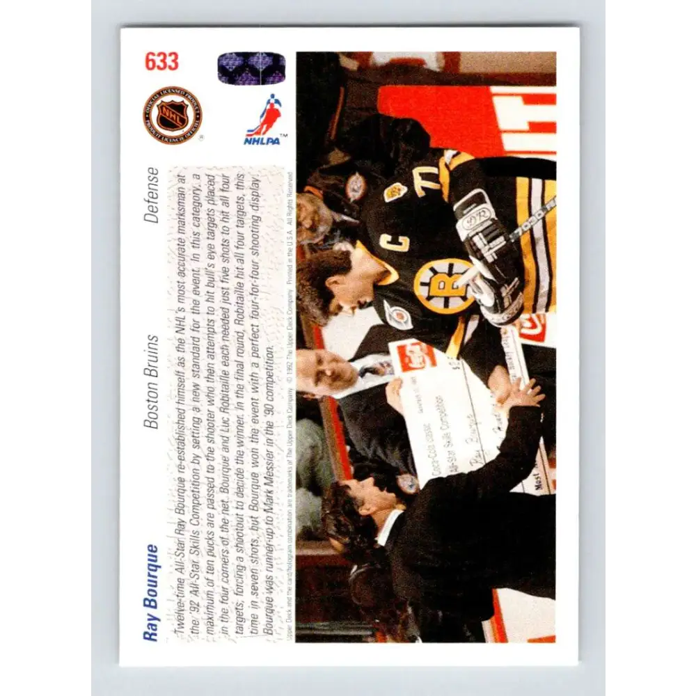 1991-92 Upper Deck #633 Ray Bourque AS NM-MT Boston Bruins Hockey Card Image 2