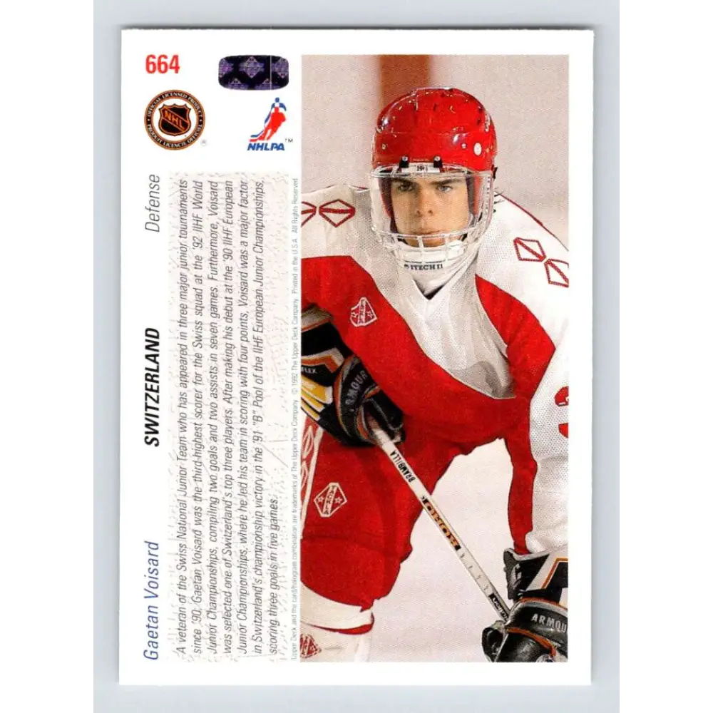 1991-92 Upper Deck #664 Gaetan Voisard NM-MT RC Rookie Hockey Card Image 2