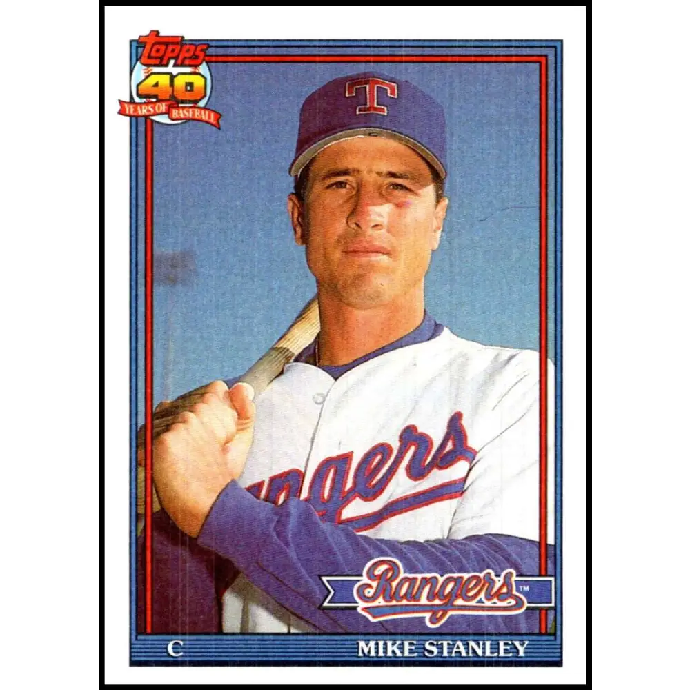1991 Topps #409 Mike Stanley NM-MT Texas Rangers Baseball Card Image 1