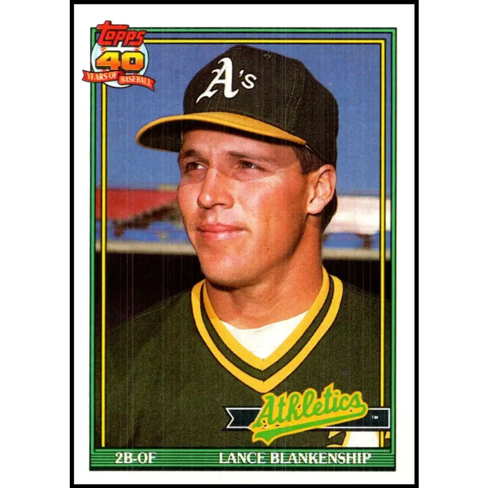 1991 Topps #411 Lance Blankenship NM-MT Oakland Athletics Baseball Card Image 1