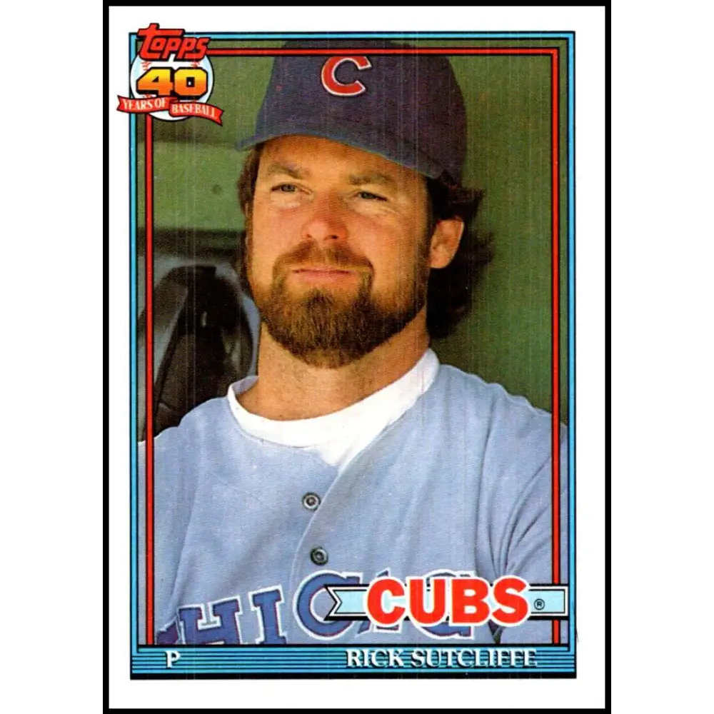 1991 Topps #415 Rick Sutcliffe NM-MT Chicago Cubs Baseball Card Image 1