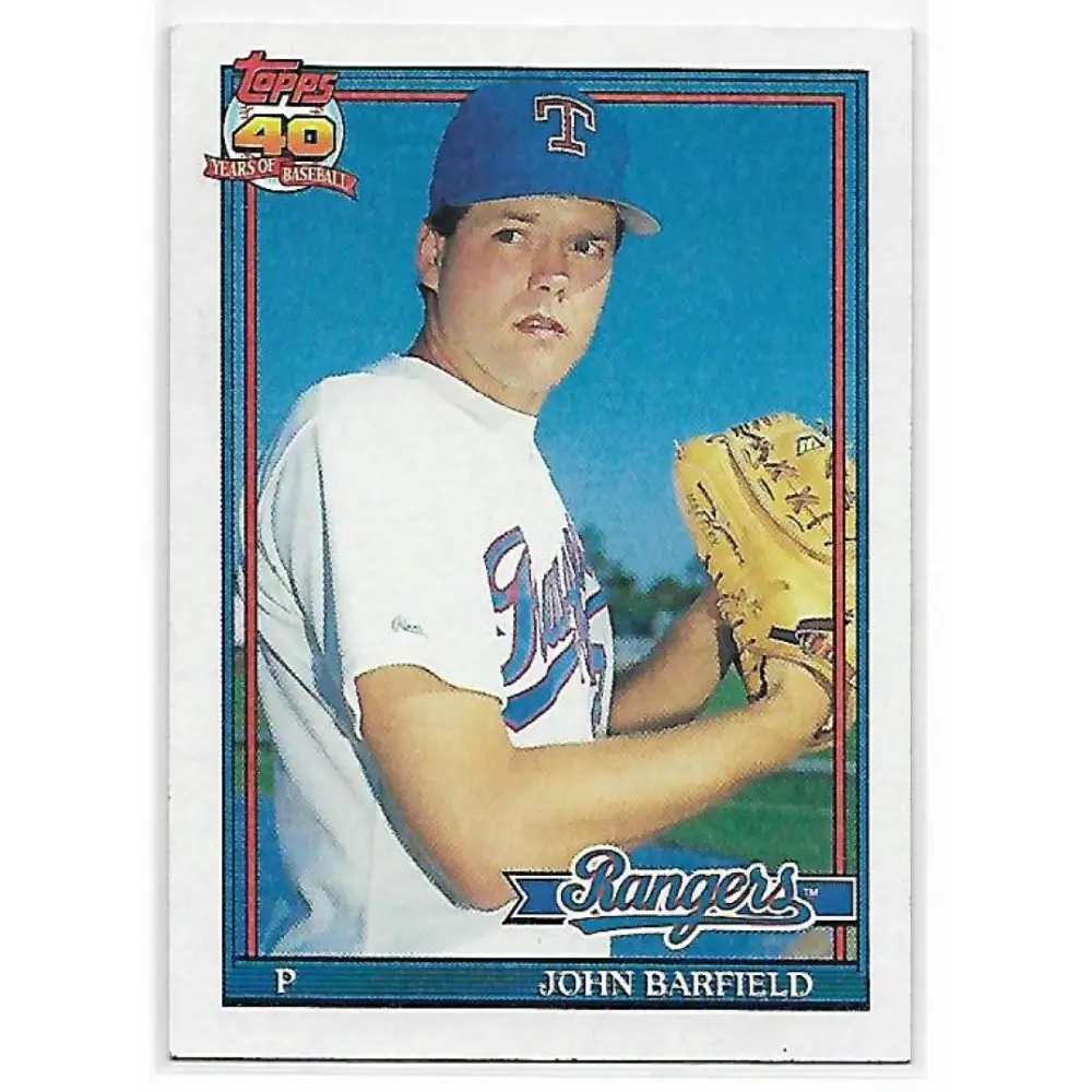 1991 Topps #428 John Barfield NM-MT Texas Rangers Baseball Card Image 1