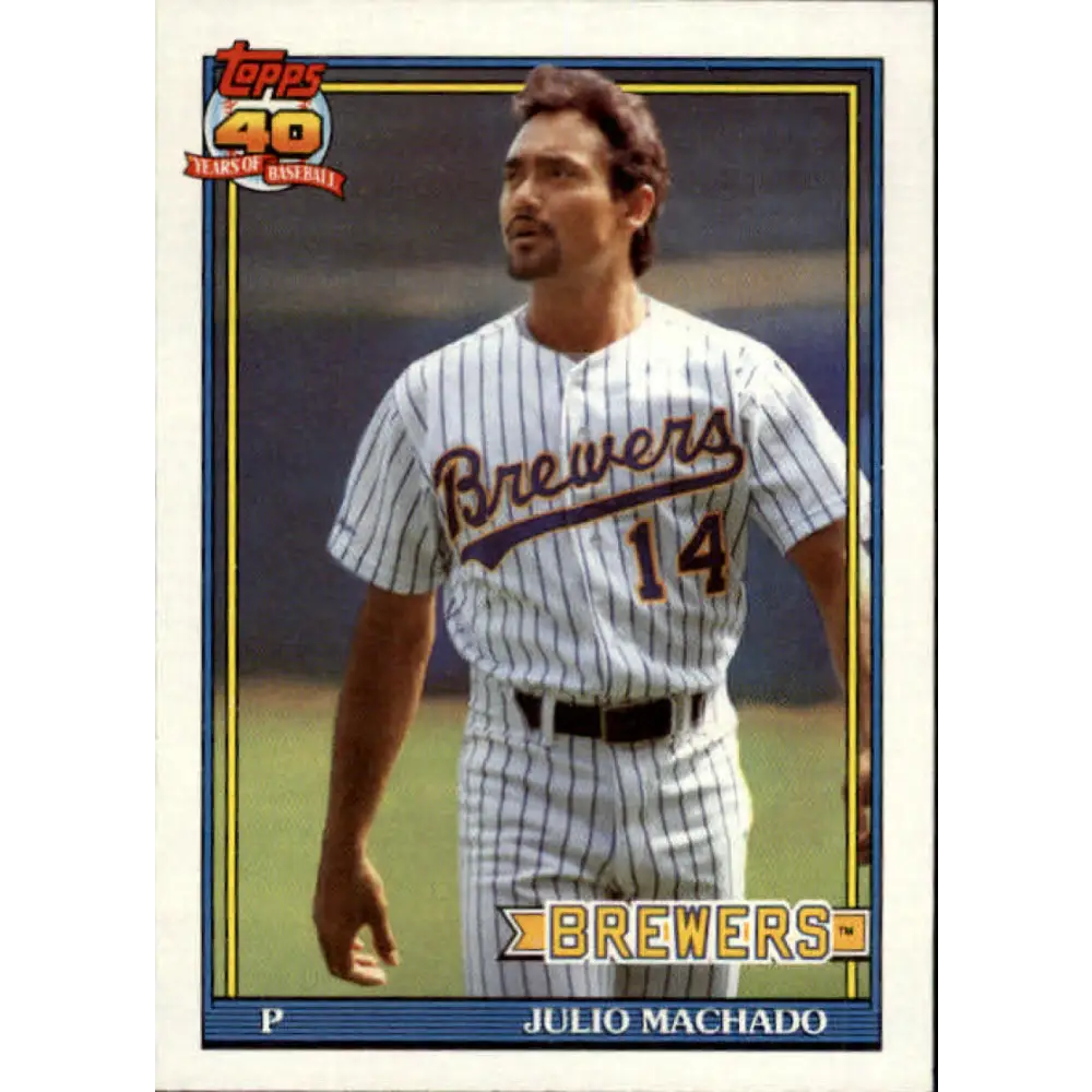 1991 Topps #434 Julio Machado NM-MT Milwaukee Brewers Baseball Card Image 1