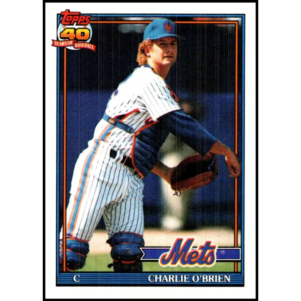 1991 Topps #442 Charlie O'Brien NM-MT New York Mets Baseball Card Image 1