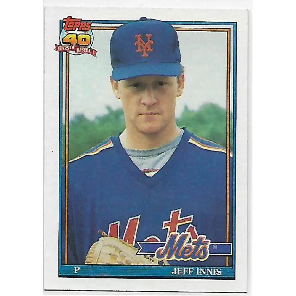 1991 Topps #443 Jeff Innis NM-MT New York Mets Baseball Card Image 1