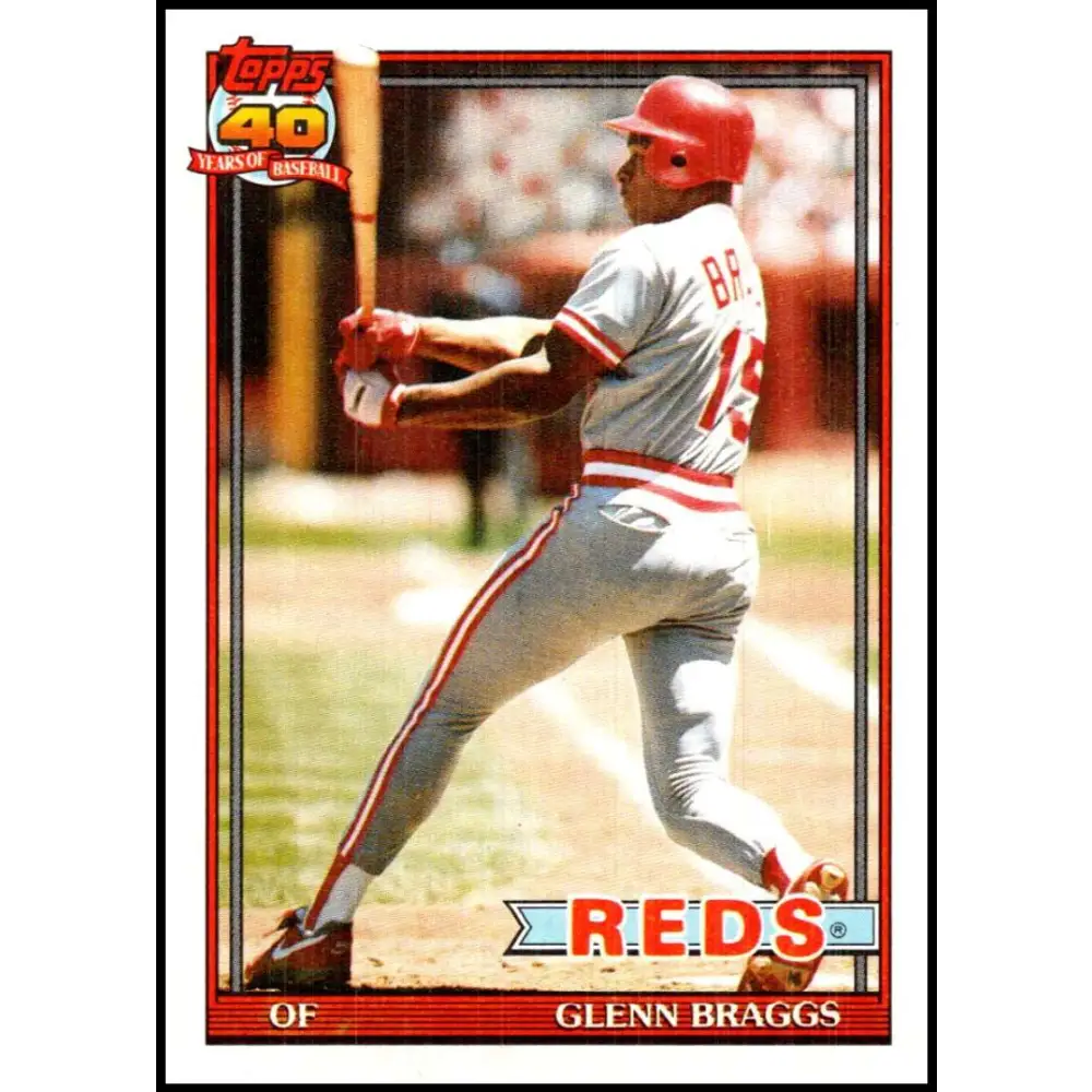 1991 Topps #444 Glenn Braggs NM-MT Cincinnati Reds Baseball Card Image 1
