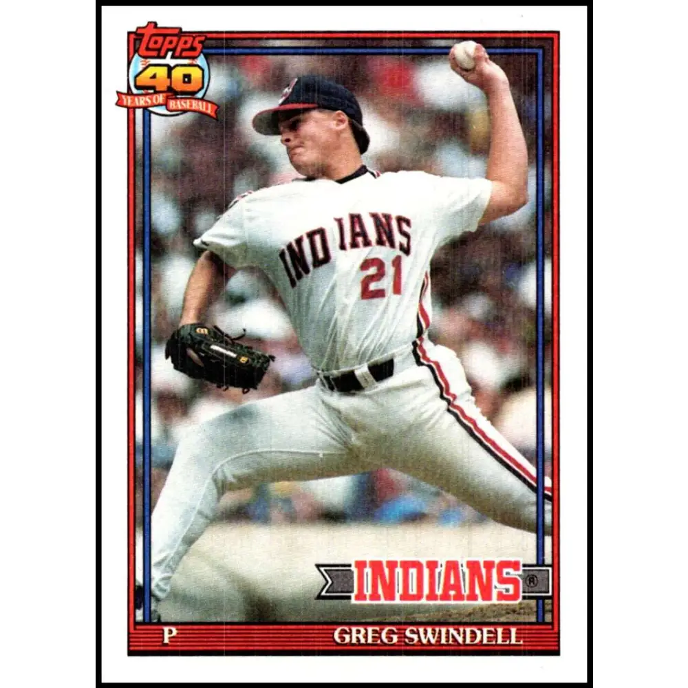1991 Topps #445 Greg Swindell NM-MT Cleveland Indians Baseball Card Image 1