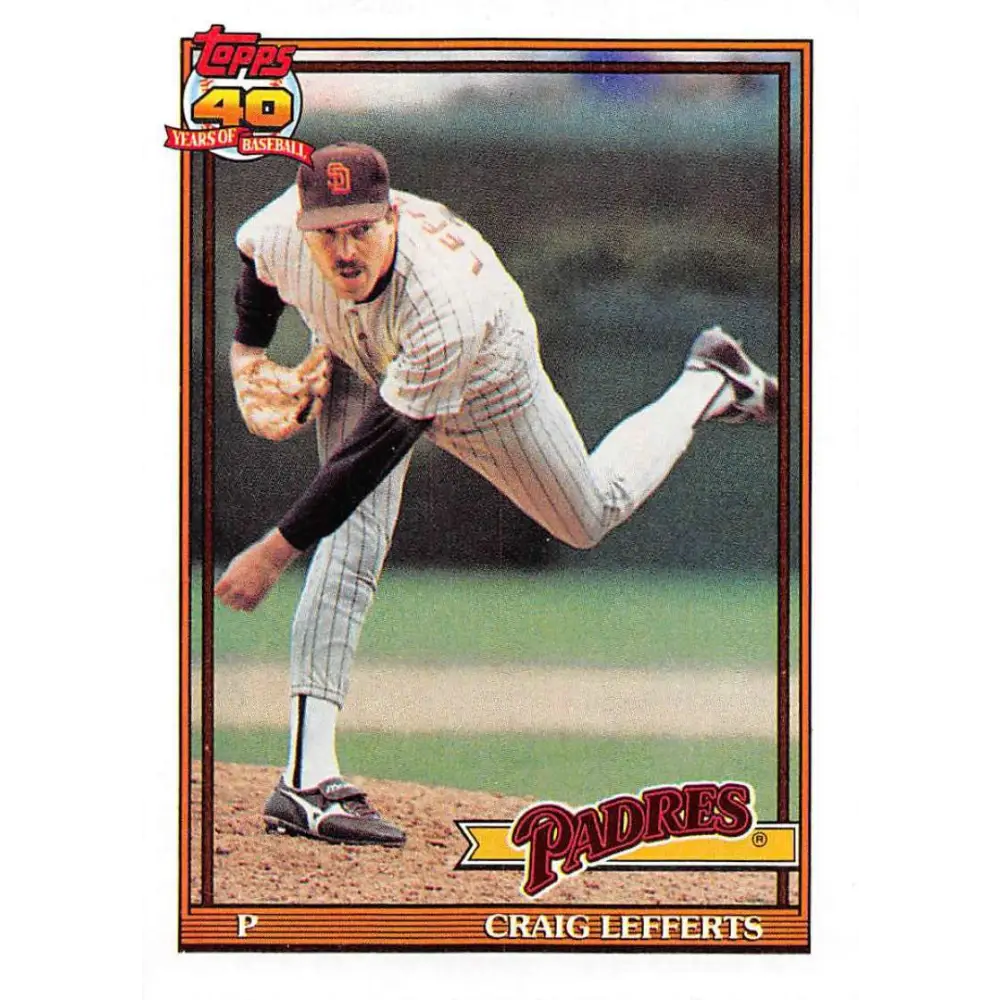1991 Topps #448 Craig Lefferts NM-MT San Diego Padres Baseball Card Image 1