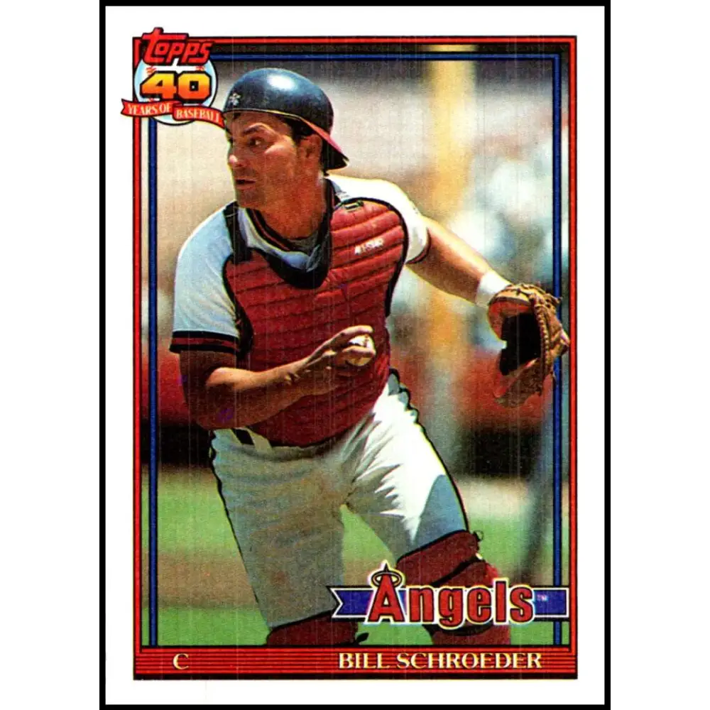 1991 Topps #452 Bill Schroeder NM-MT California Angels Baseball Card Image 1