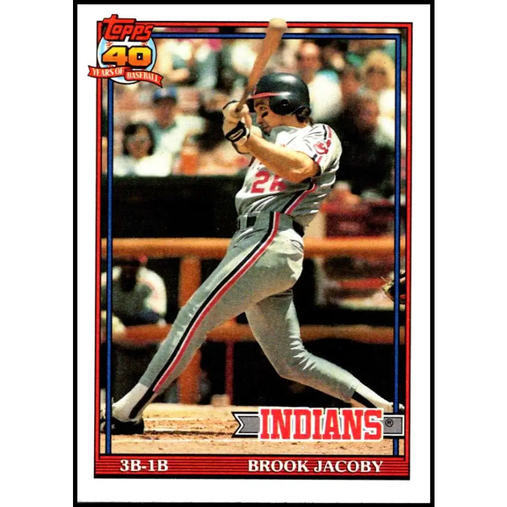 1991 Topps #47 Brook Jacoby NM-MT Cleveland Indians Baseball Card Image 1