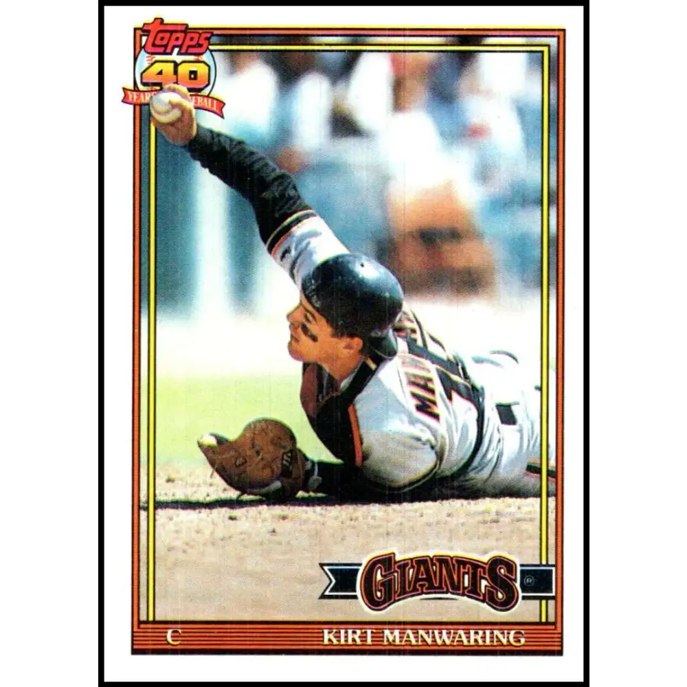 1991 Topps #472 Kirt Manwaring NM-MT San Francisco Giants Baseball Card Image 1