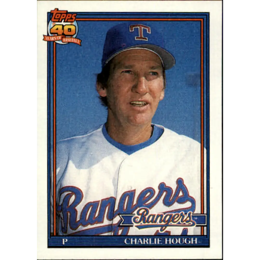 1991 Topps #495 Charlie Hough NM-MT Texas Rangers Baseball Card Image 1